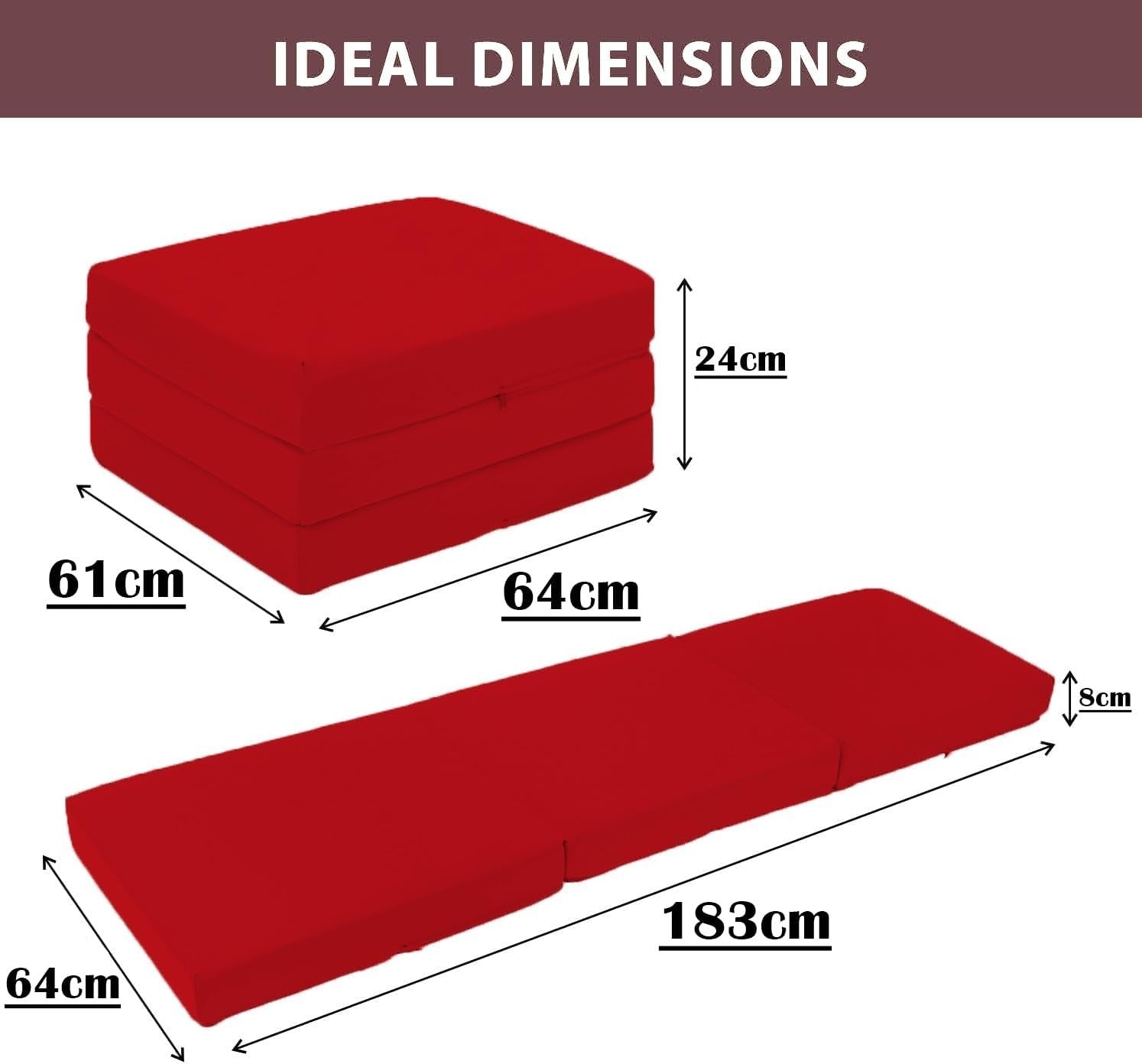 Foldable Foam Futon Mattress Bed Chair for Adults Kids Sleepover Lounge