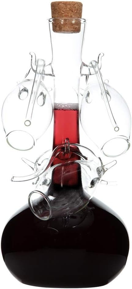 Port Wine Decanter Set with Hanging Sipper Glasses Classic Gift