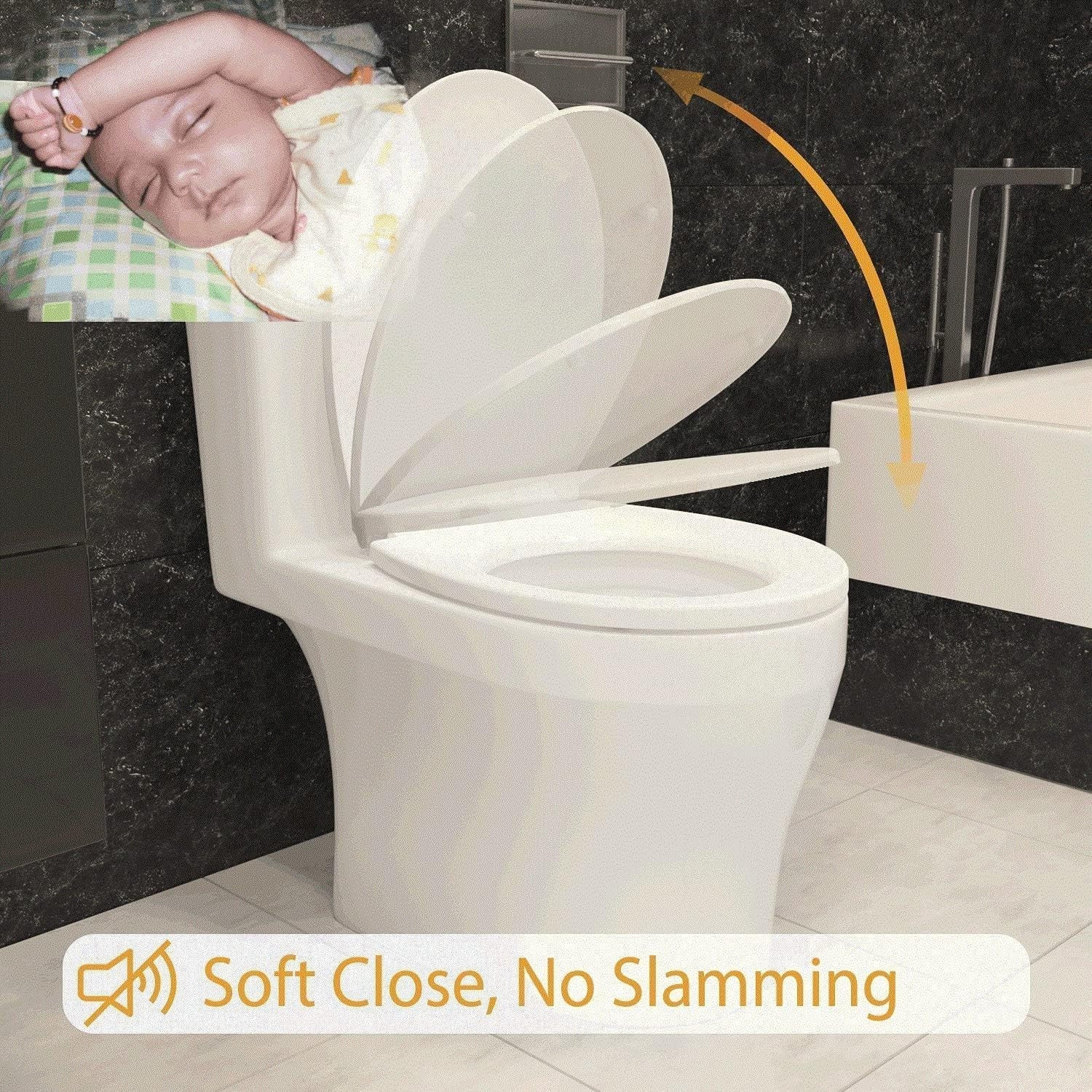 Oval Toilet Seat Soft Close Quick Release PP Top Fix Blind Hole Easy Install