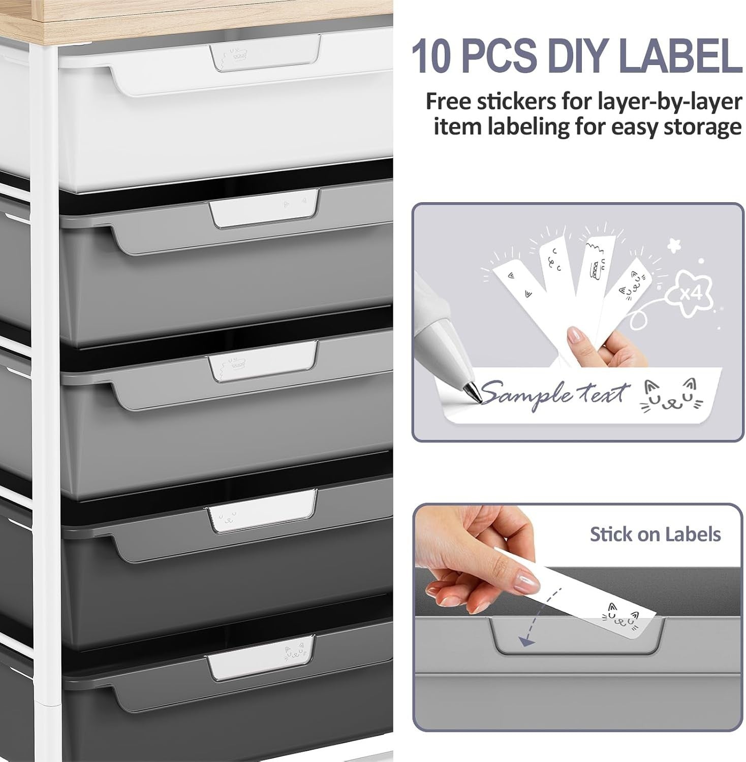 10 Drawer Rolling Craft Cart Storage Organizer Trolley Gray Wheels