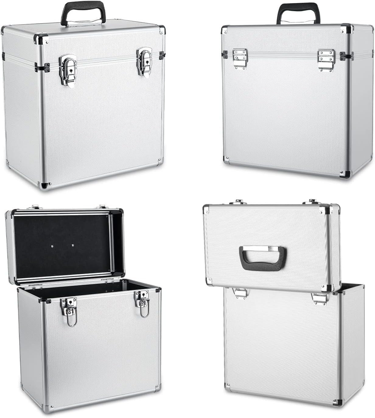 12" Vinyl Record Storage Case Lockable Aluminium DJ Flight Box 100 LPs