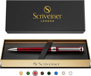 Luxury Ballpoint Pen – Brass, Crimson Red Chrome, Smooth Refillable Ink