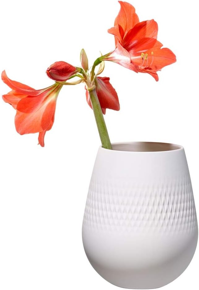 Modern White Porcelain Vase Square Textured Decor 14cm Table Centrepiece