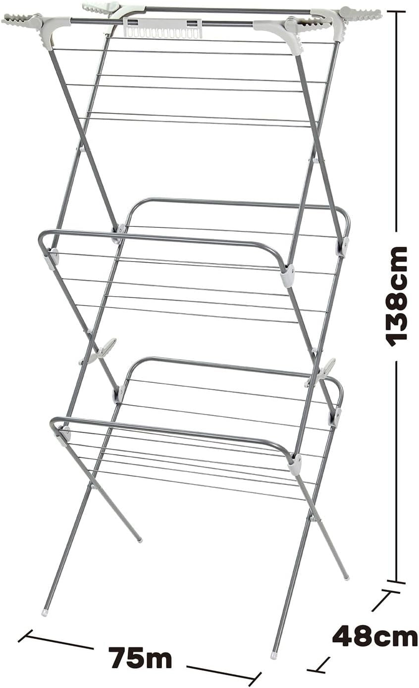 3 Tier Clothes Airer Folding Drying Rack 27m Large Indoor Outdoor Laundry