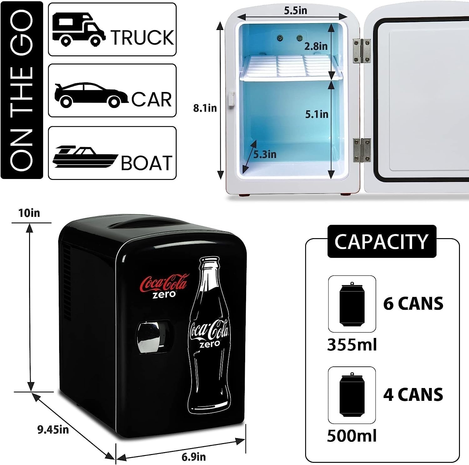 Portable Mini Fridge 4L AC/DC Cooler Warmer Bedroom Car Desk