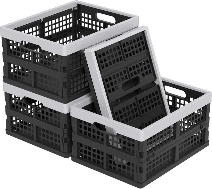 Foldable Plastic Storage Crates 35L – Collapsible Stackable Bins for Home