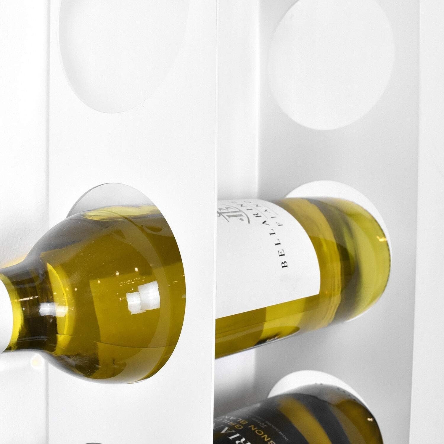 Vertical Wall Mounted Wine Rack 7 Bottle Holder Space Saving Metal Storage White