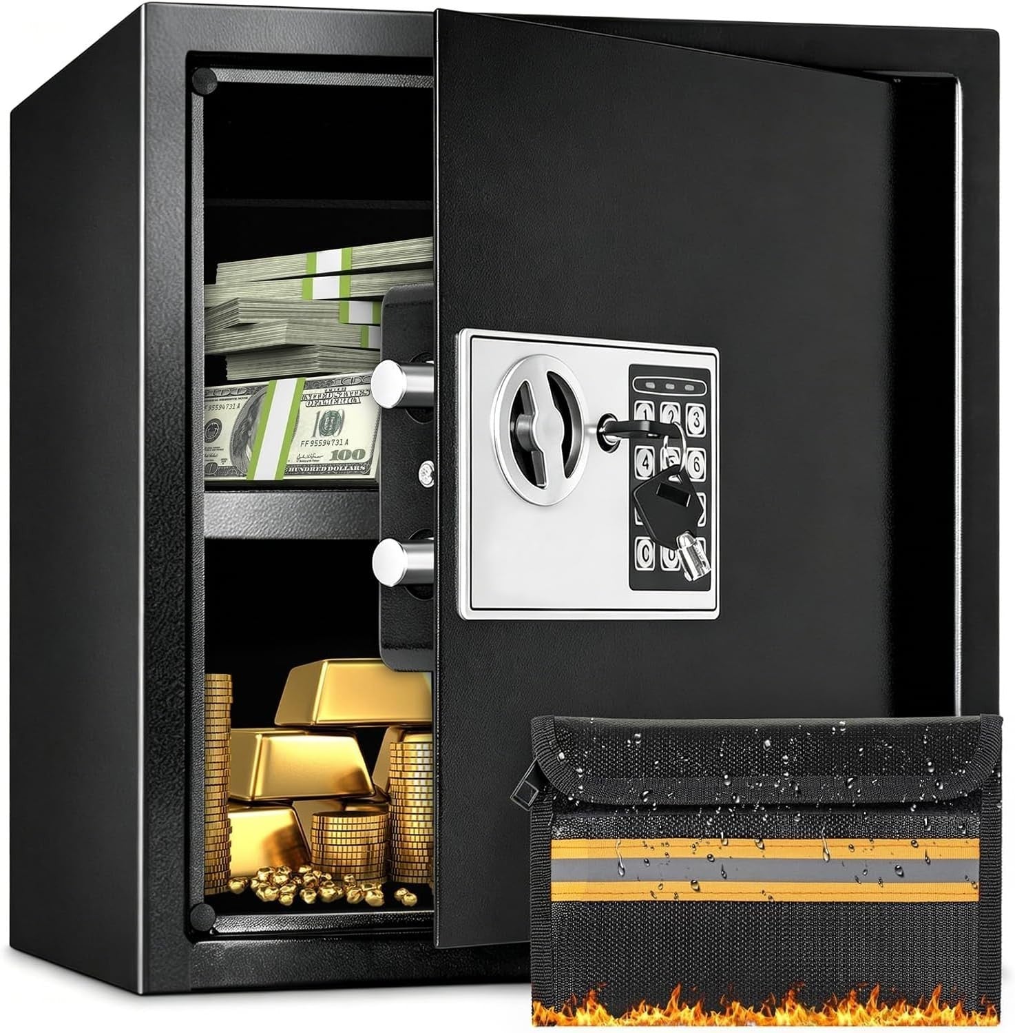 41L Digital Safe Box Fireproof Money Bag Cash Jewelry Security Safe