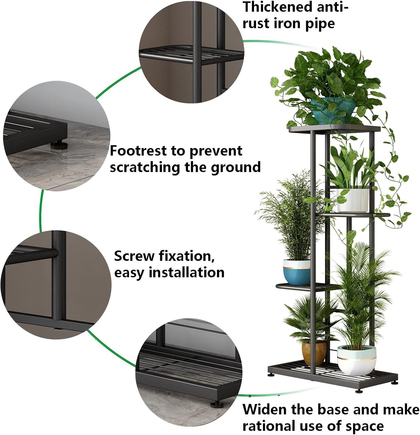 4 Tier Metal Plant Stand Indoor Outdoor Flower Pot Display Rack for Patio