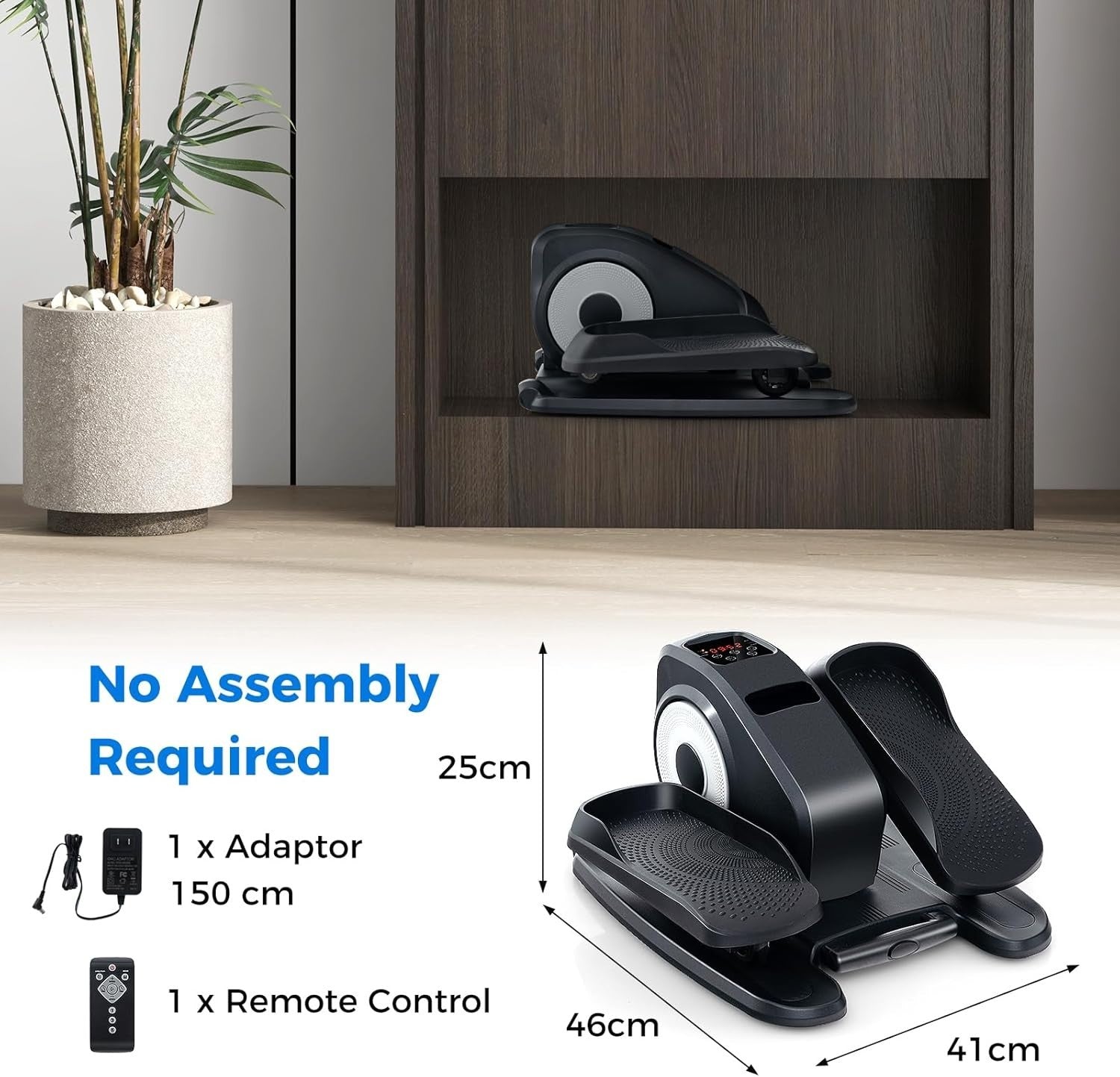 Under Desk Electric Mini Elliptical Pedal Exerciser LED Display Portable