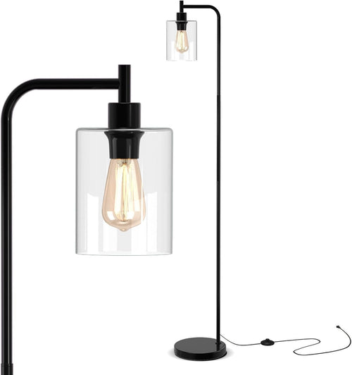 Black Floor Lamp Hanging Glass Shade E27 Modern Standing Reading Light