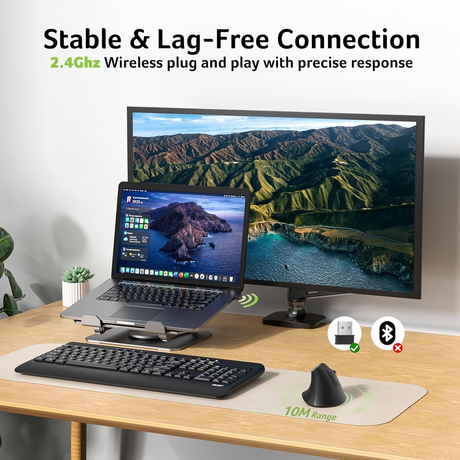 Vertical Ergonomic Wireless Mouse Rechargeable 6 Button 1600 DPI