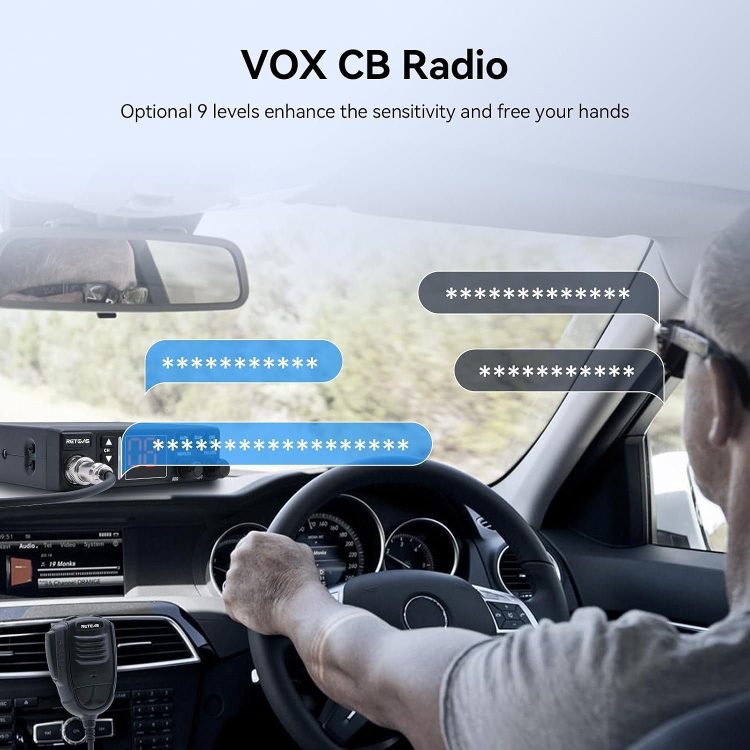 Portable 12/24V CB Radio Kit with Antenna, AM/FM, PA & VOX
