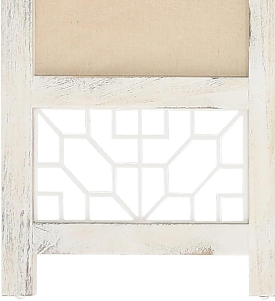 6 Panel Folding Room Divider 210x165cm Cream Wood Privacy Screen