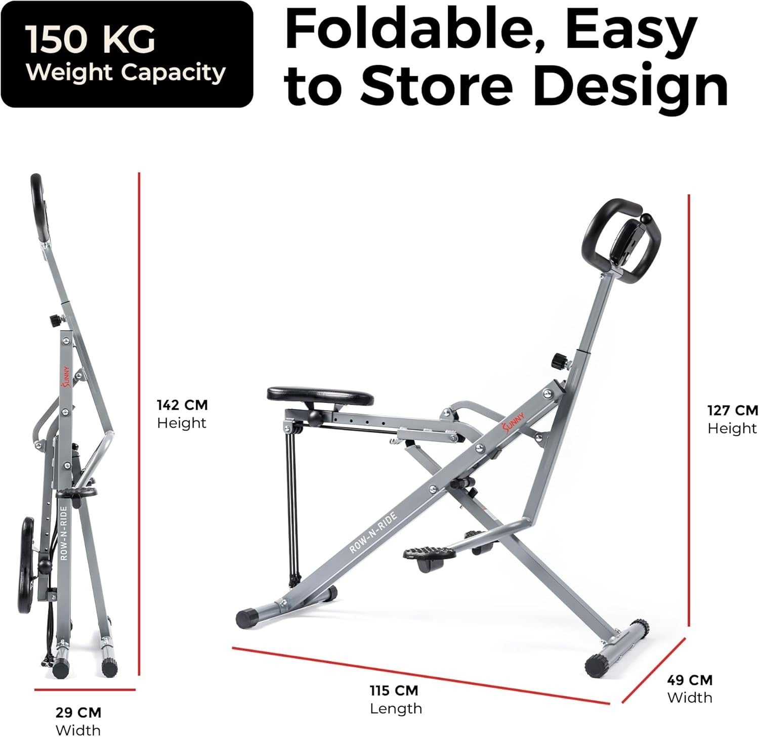 Row N Ride Squat Assist Trainer Foldable Home Gym Glute Leg Workout