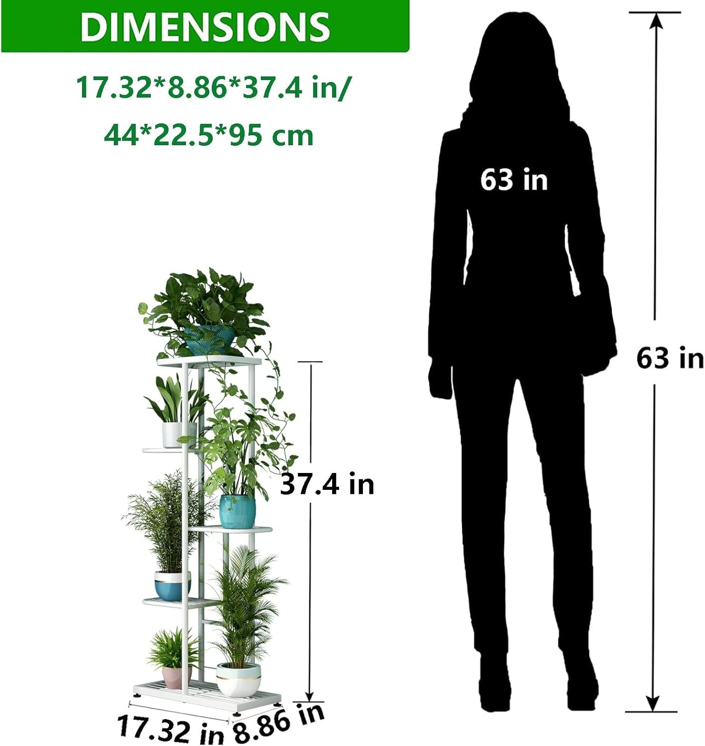 5 Tier White Metal Plant Stand Indoor Outdoor Flower Pot Display Shelf