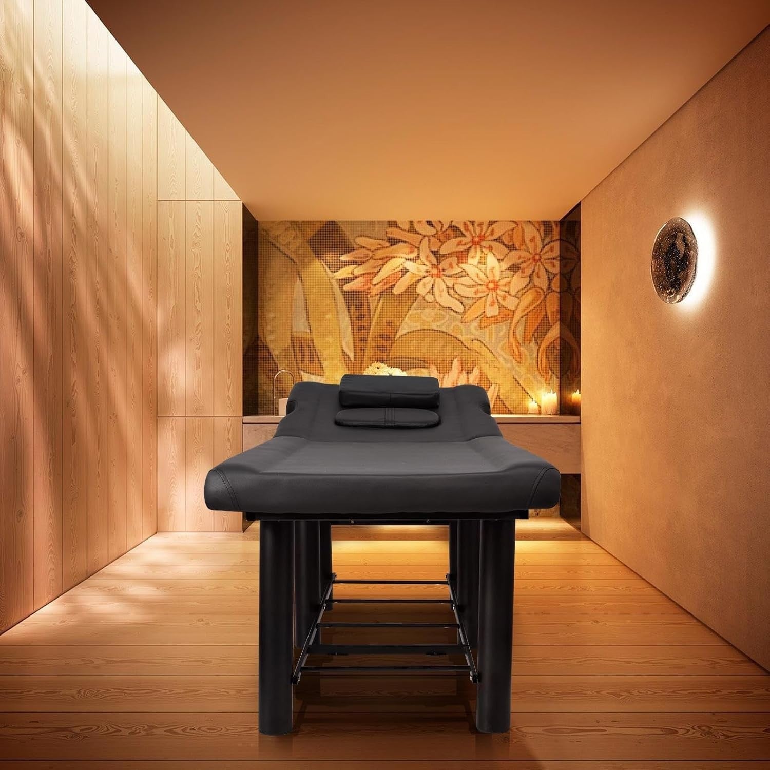 Wide Stationary Massage Table Adjustable Backrest Spa Beauty Face Bed