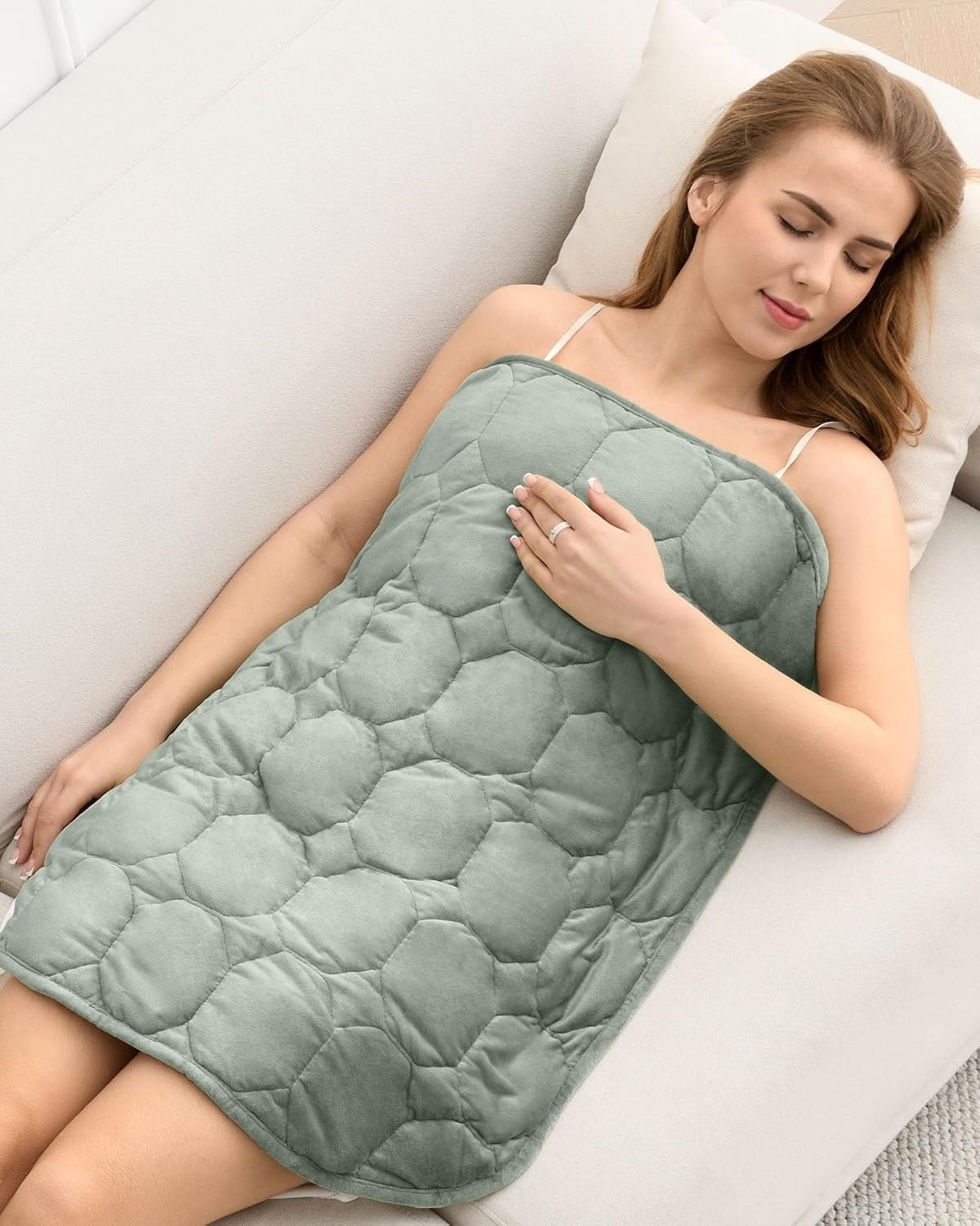 7lbs Weighted Lap Blanket Sage Green 29x24" Crystal Velvet for Travel