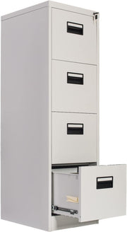 Light Grey 4 Drawer Lockable File Cabinet 50x40x133cm Steel