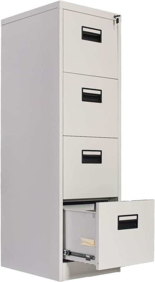Light Grey 4 Drawer Lockable File Cabinet 50x40x133cm Steel