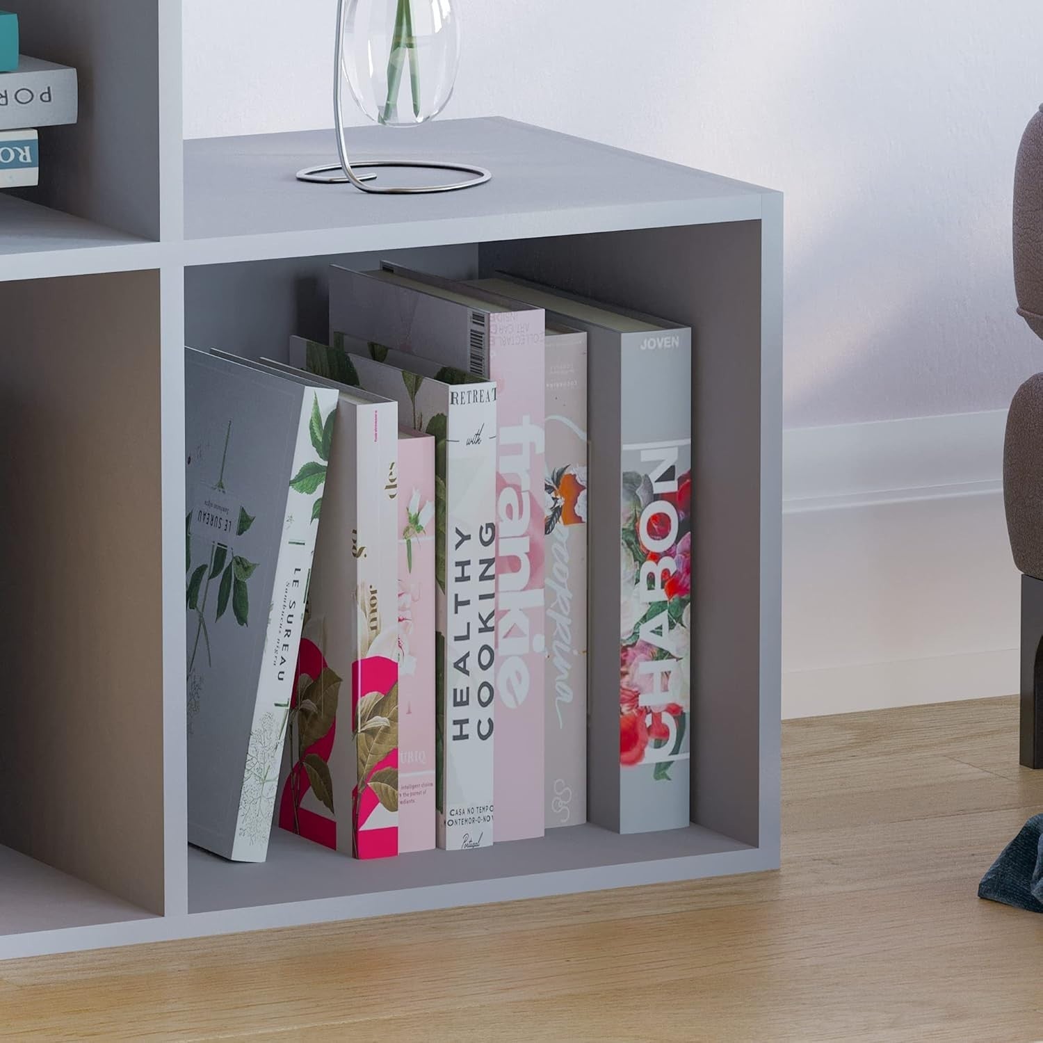 6 Cube Grey Staircase Storage Shelf Modern Durable Organizer
