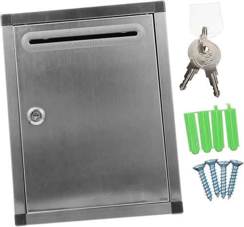 Wall Mount Stainless Steel Mailbox Silver Lockable Post Box Weatherproof Secure