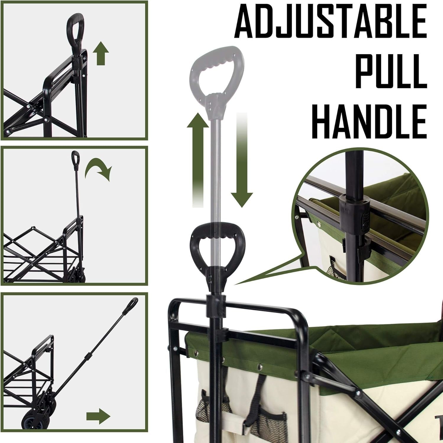 Collapsible All-Terrain Garden Wagon 90L Folding Utility Cart 265lb Capacity