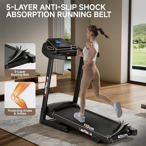 Heavy-Duty Incline Treadmill 3.25HP, 12km/h, Wide Belt, Bluetooth APP Home