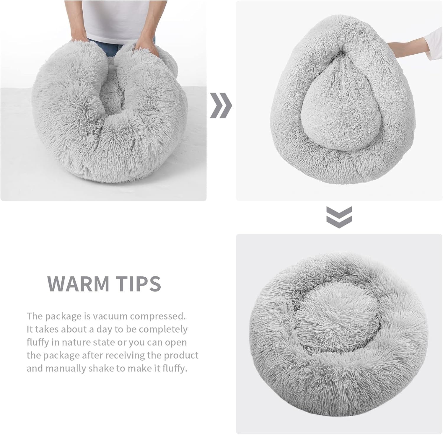 Calming Donut Dog Bed XL Large Washable Anti Anxiety Plush