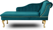 Luxury Tufted Velvet Chaise Lounge Sofa Right Hand Accent Chair Teal