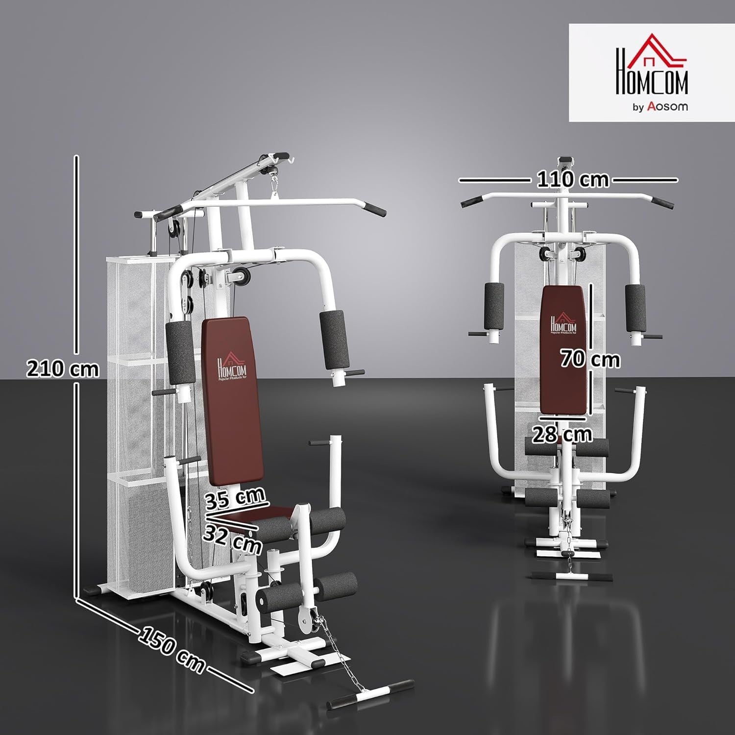 Multi Gym Home Workout Station 150x110x210cm – Chest, Leg & Arm Trainer