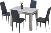 Black Leather Dining Set 5-Piece | Space-Saving Kitchen Table & Chairs
