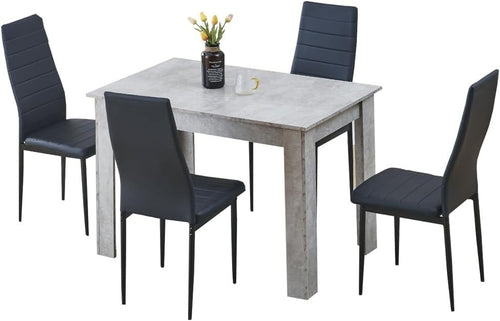 Black Leather Dining Set 5-Piece | Space-Saving Kitchen Table & Chairs