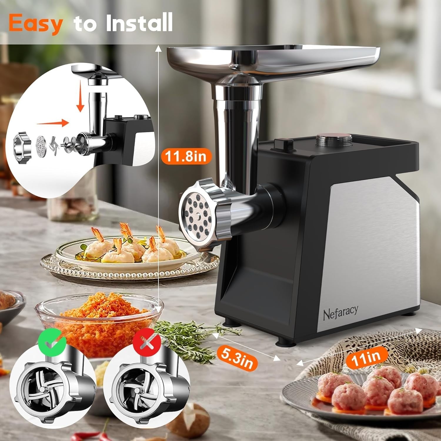 2600W Electric Meat Grinder Sausage Maker Food Mincer 3 Grinding Plates