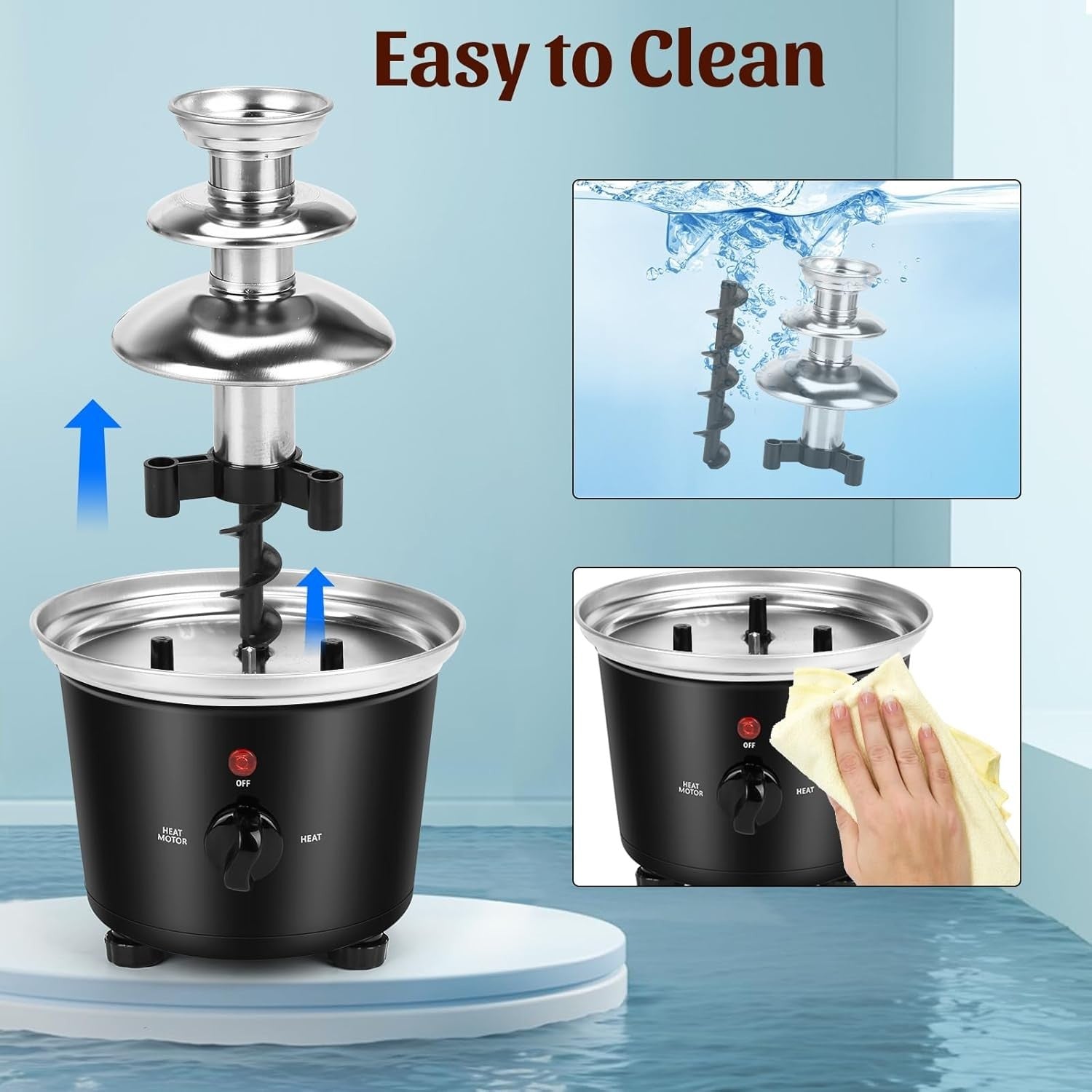 Mini Chocolate Fountain Machine Electric Fondue Party Melter Steel
