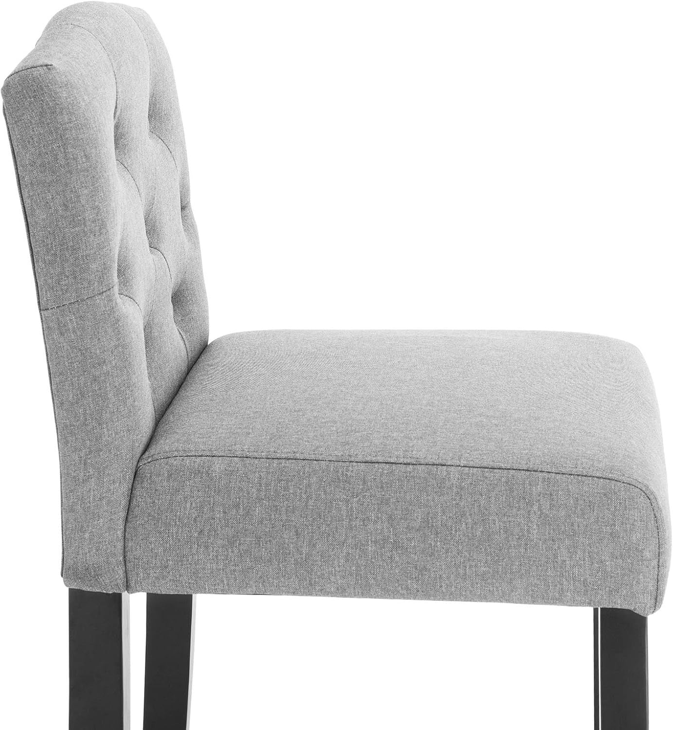 Light Grey Bar Stool Set 2 – Linen Seat High Counter Kitchen Chairs