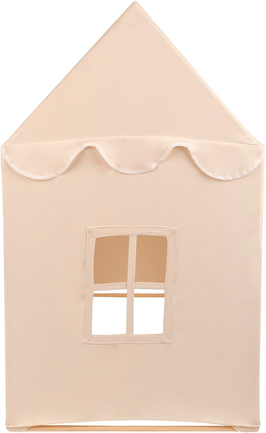 Foldable Kids Cotton Play Tent Indoor Outdoor w Windows Door Compact