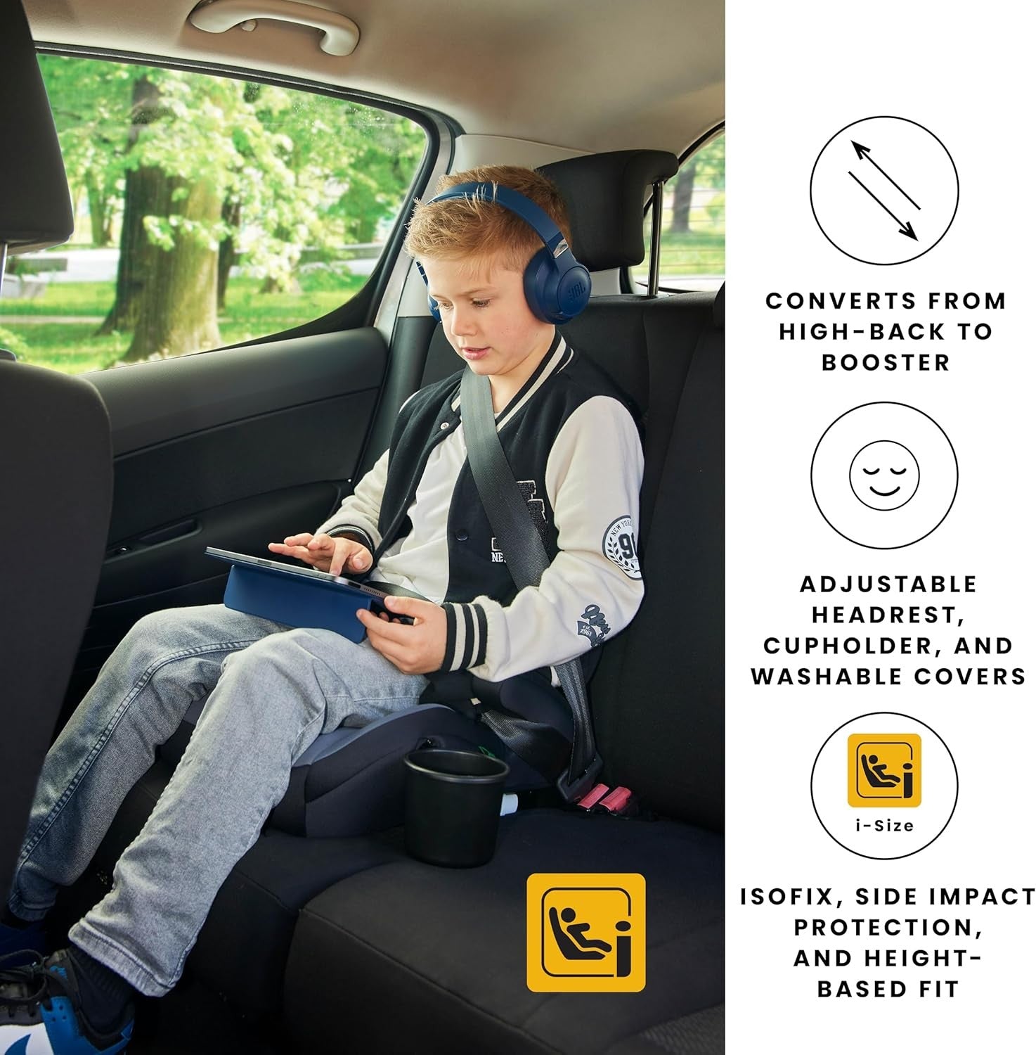 i-Size ISOFIX High Back Booster Seat 100–150cm Group 2/3 Kids Car Seat