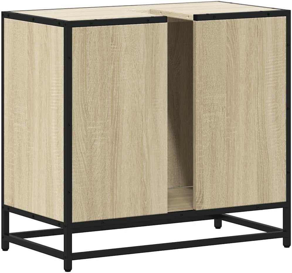 Sonoma Oak Bathroom Sink Cabinet Industrial Vanity Storage Unit 65x33x60cm
