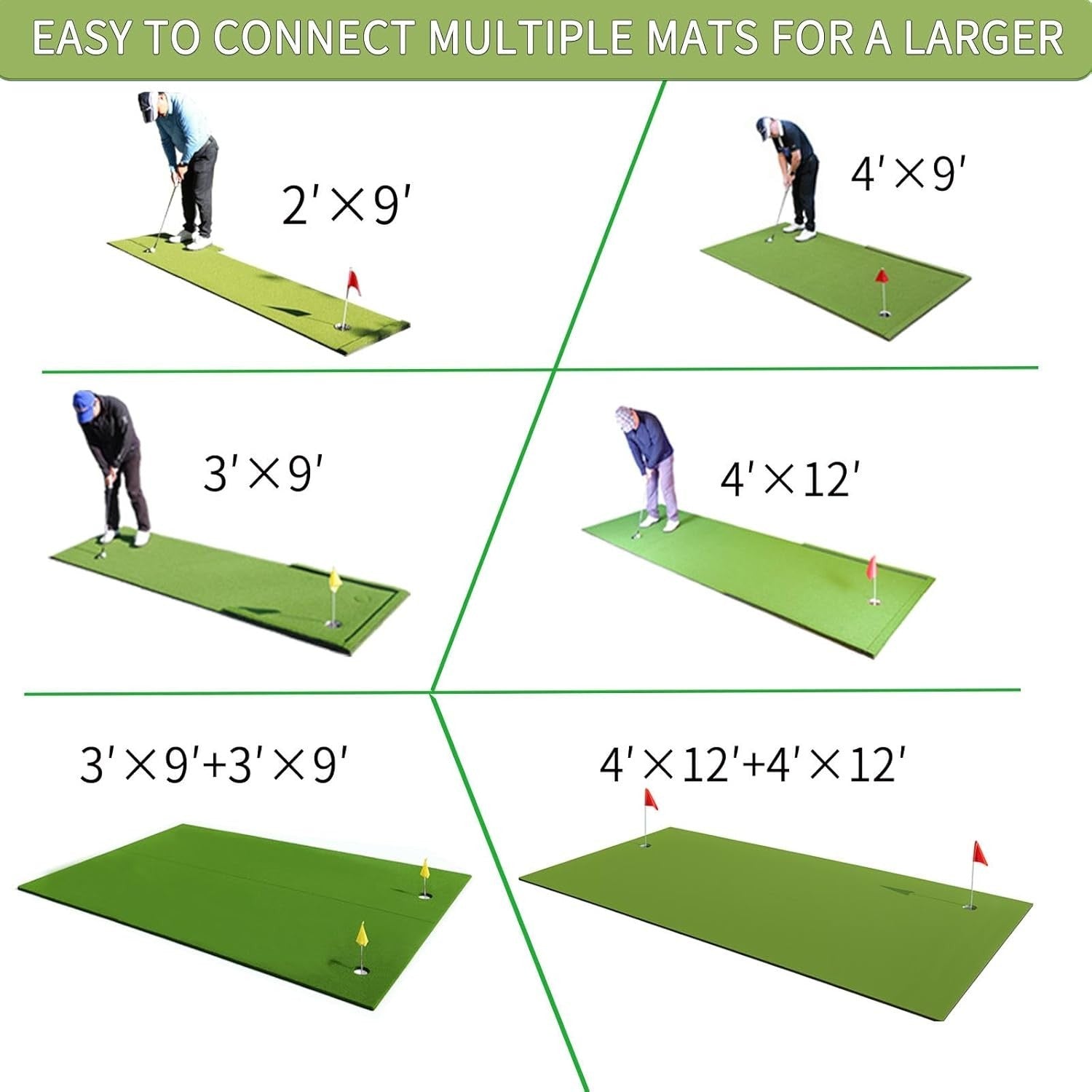 Indoor Golf Putting Green Mat Practice Trainer Hole Flag Home Office