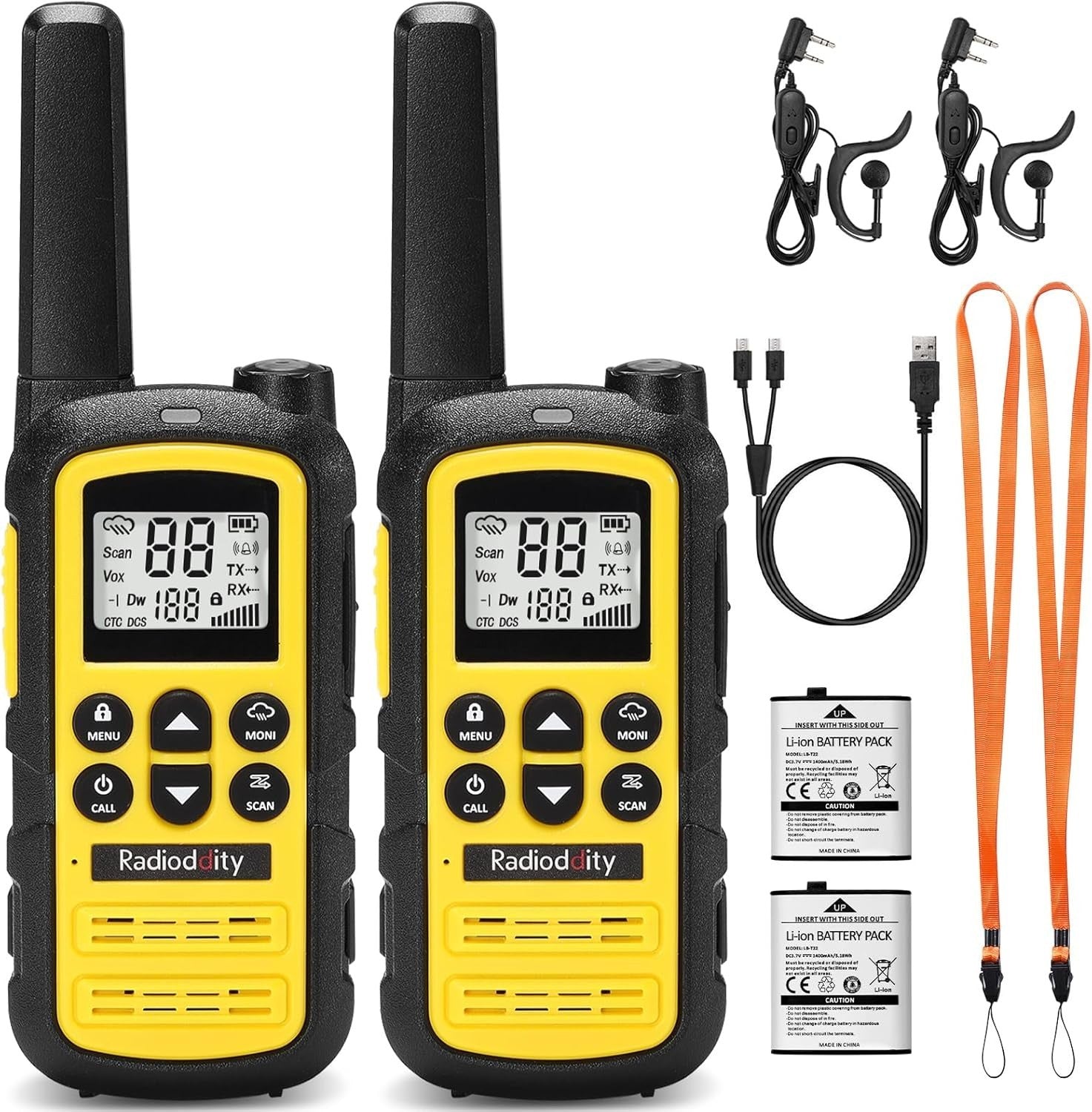 Kids Walkie Talkies Rechargeable PMR446 Long Range VOX USB-C 2 Pack
