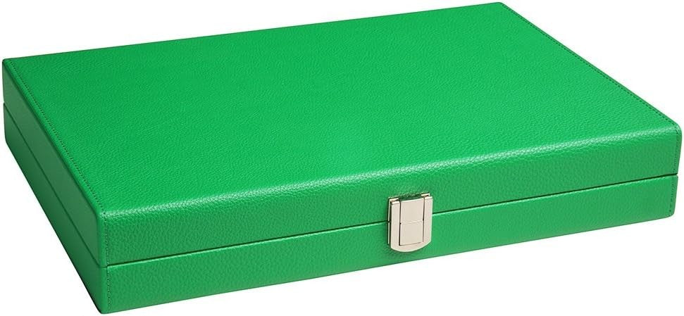 13” Travel Backgammon Set Premium Faux Leather Case Portable Board Game