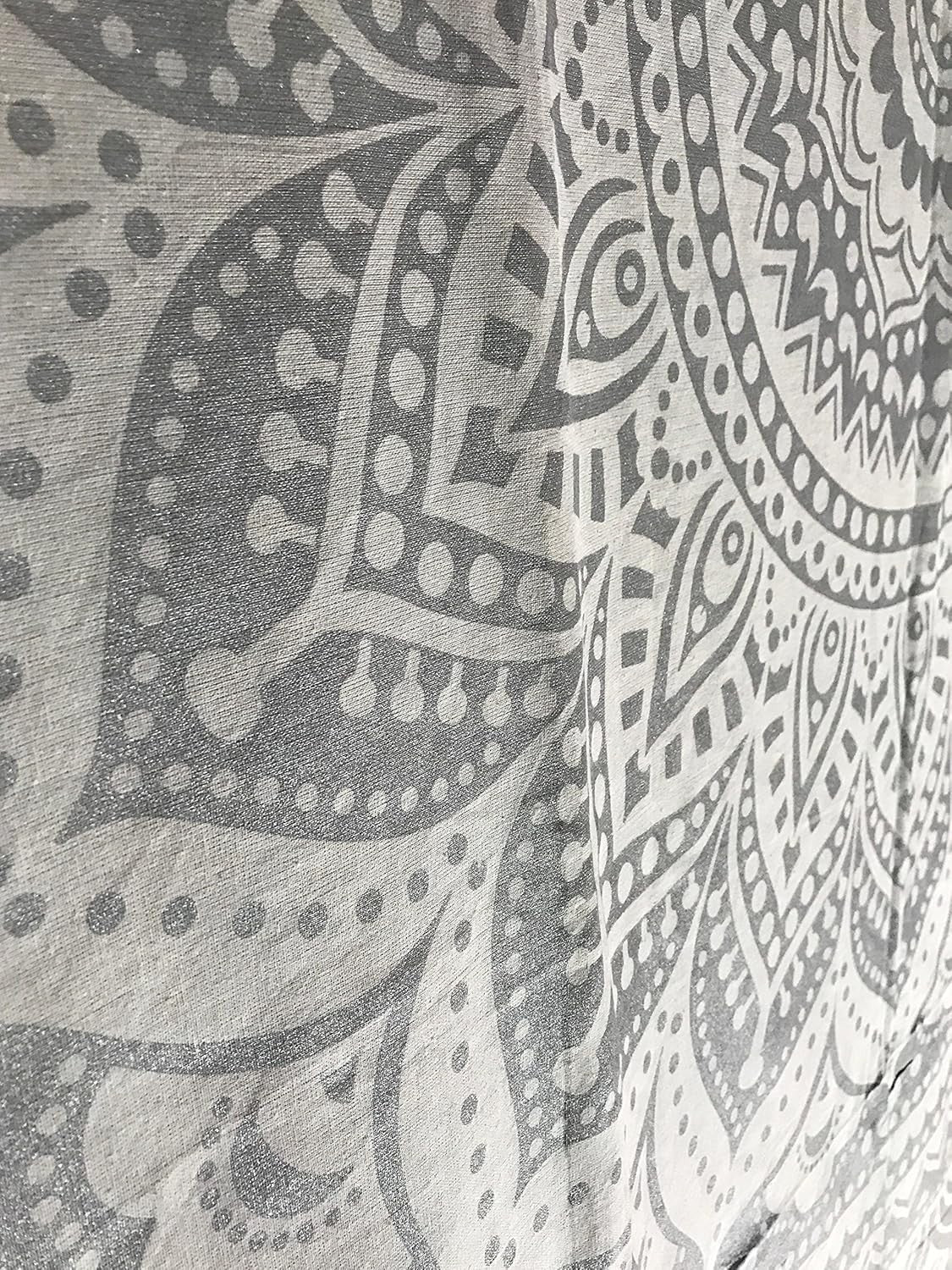 Grey Silver Mandala Cotton Tapestry 208x232cm Wall Decor