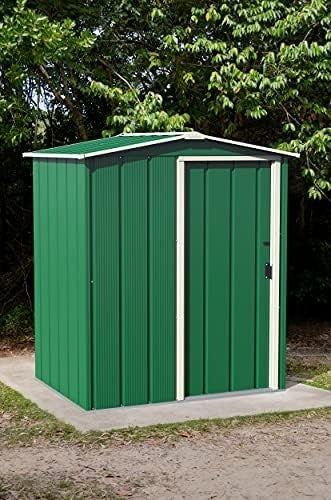 Metal Garden Storage Shed 5x4ft Waterproof Outdoor Tool & Bike Shed Green