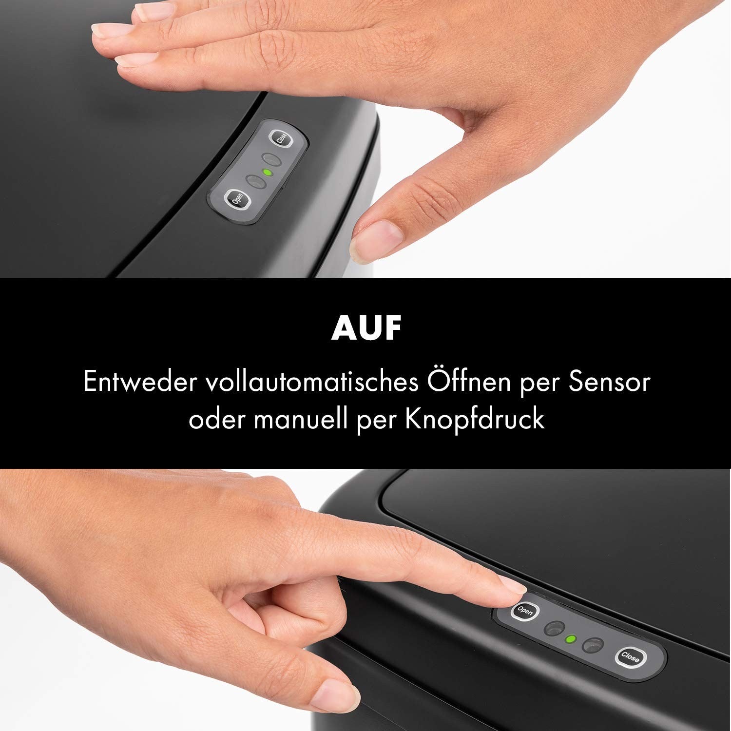50L Motion Sensor Kitchen Bin Black Touchless Soft Close