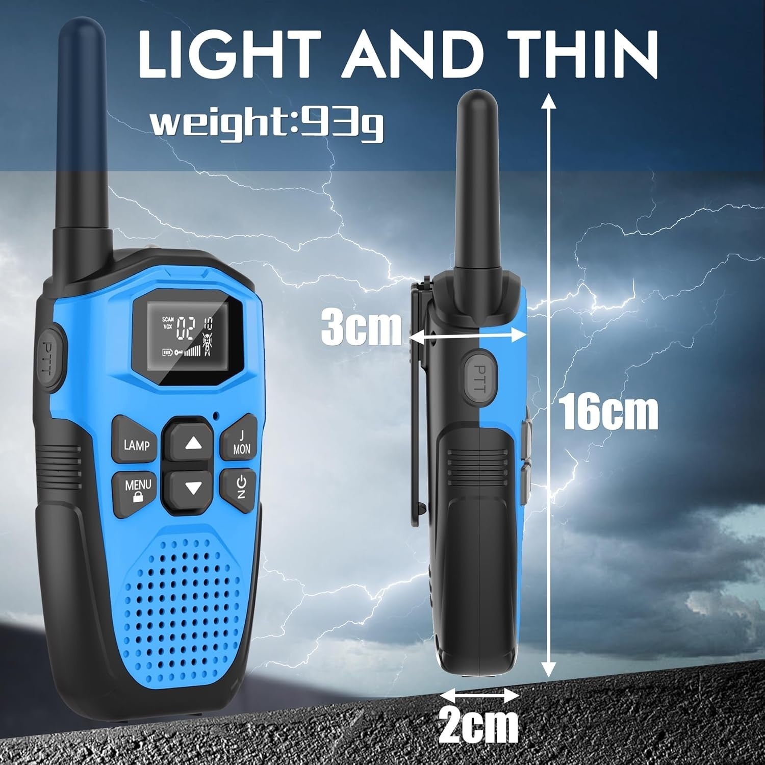4 Pack Rechargeable Walkie Talkies Long Range 16CH VOX Type-C Flashlight