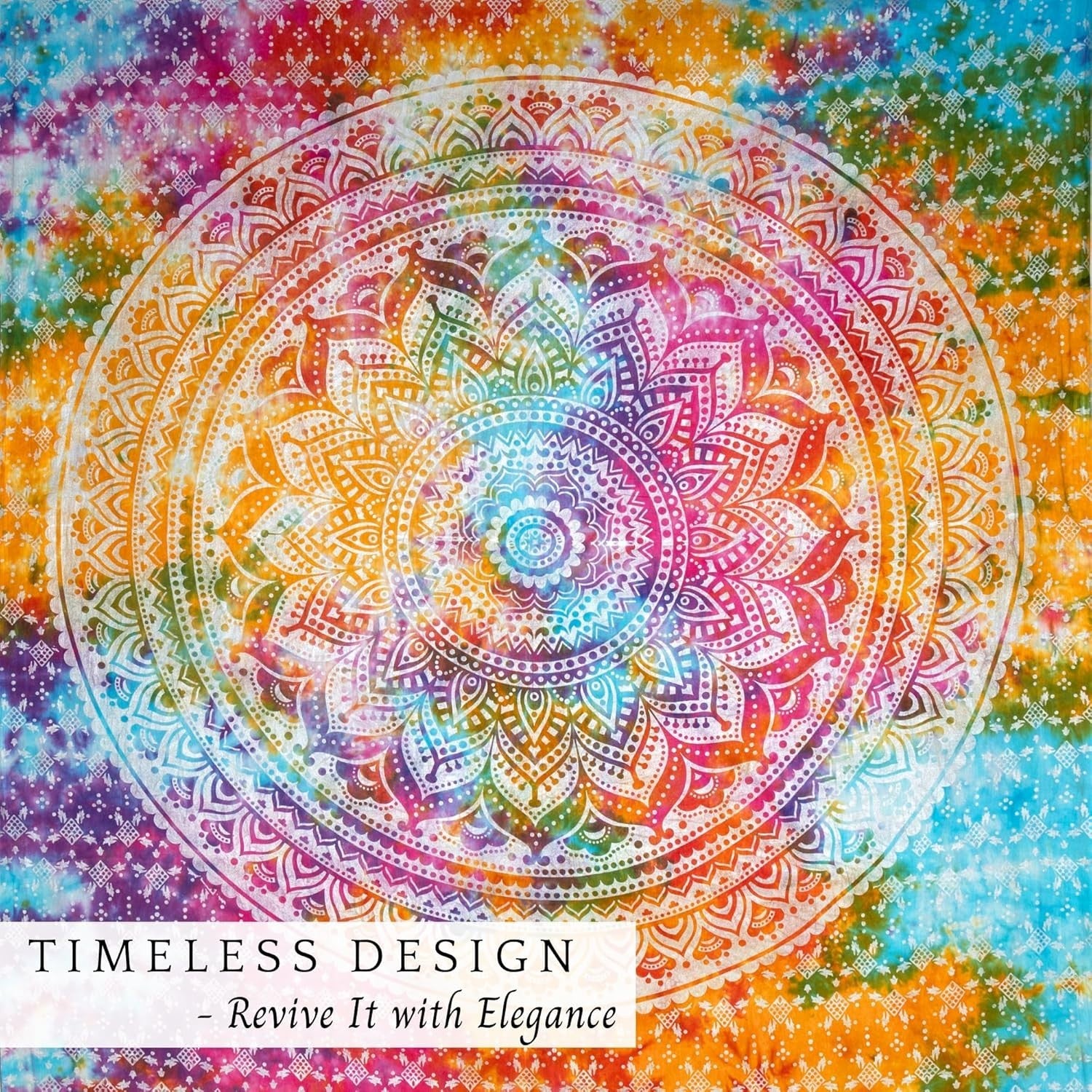 Multicolor Mandala Cotton Tapestry 137x213cm Boho Wall Decor