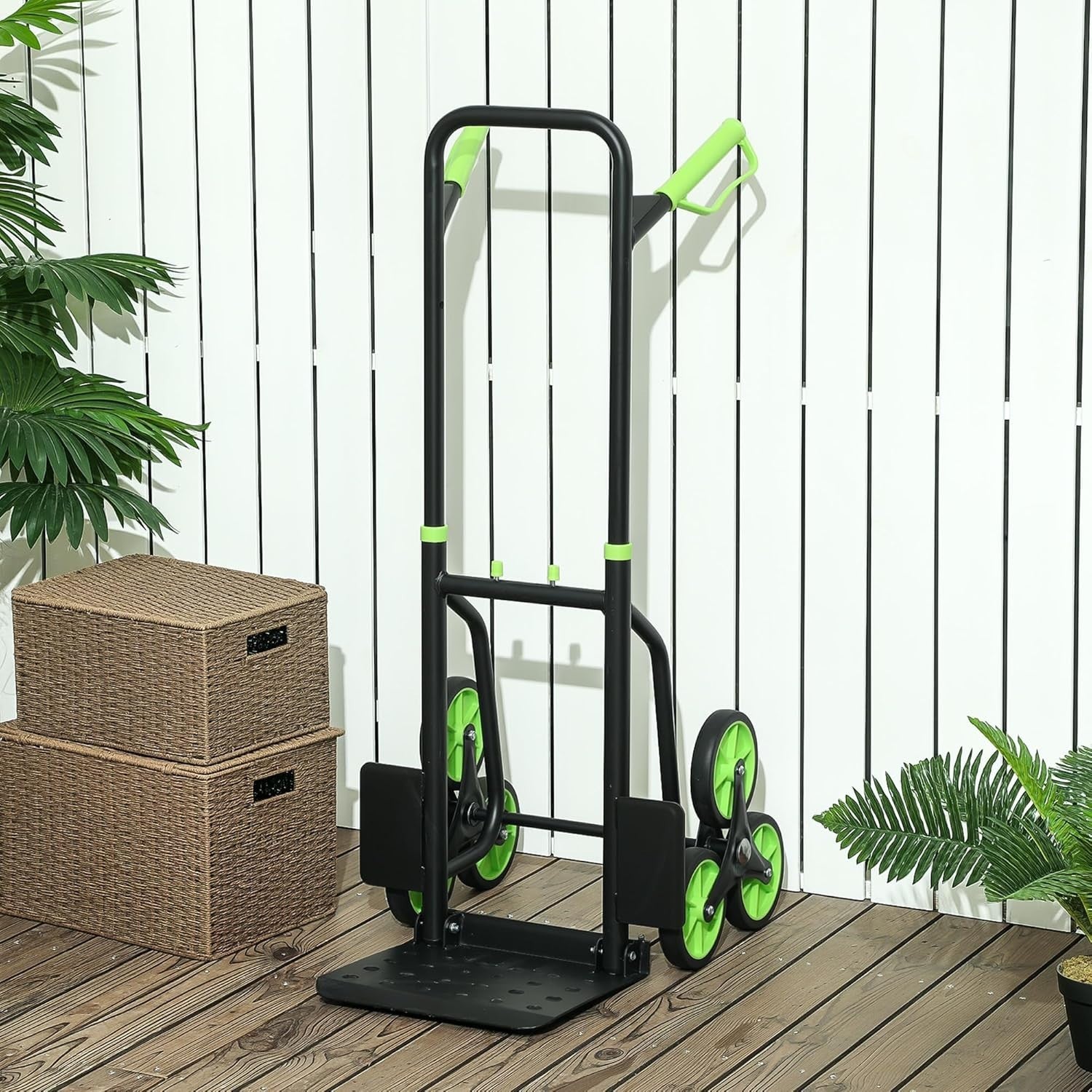 Stair Climbing Hand Truck 120kg Foldable Heavy Duty Steel Trolley Green