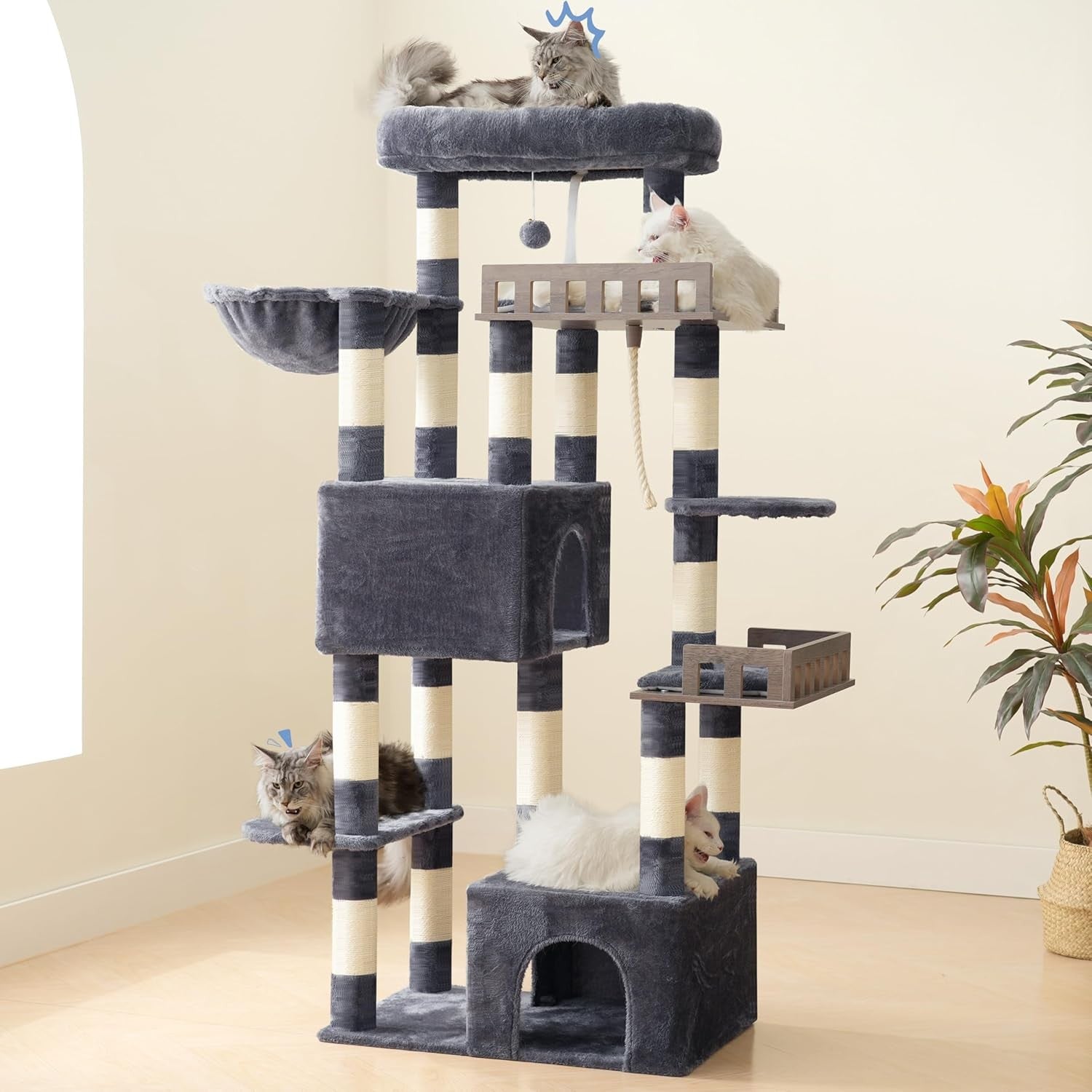 Heavy Duty Cat Tree Tower Large Cats Maine Coon Condo Hammock 15 Posts