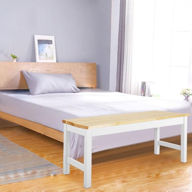 Natural Solid Pine Wooden Bench 2-Seater Sturdy Indoor Dining Seat